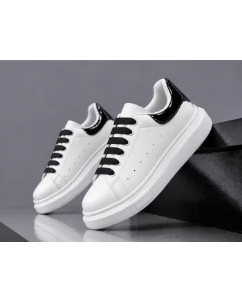 Adidasi barbati casual  albi cu negru k99