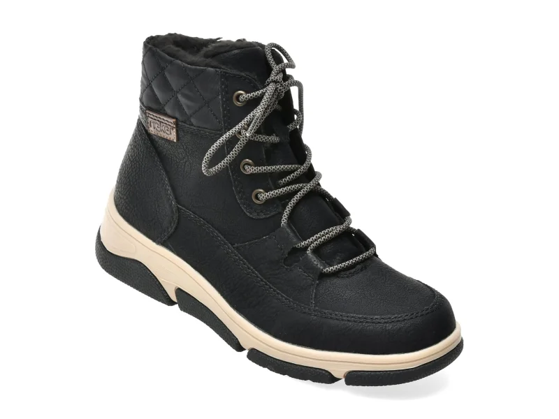 Ghete RIEKER negre, L5603, din piele ecologica