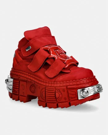 New Rock  încălțăminte pentru femei din nubuck NOBUCK ROJO + IMPERFECT TANK ROJO TORNILLOS