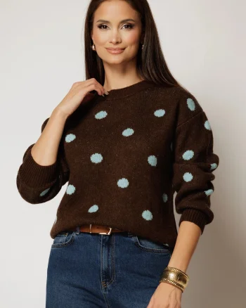 Pulover dama maro cu buline bleu