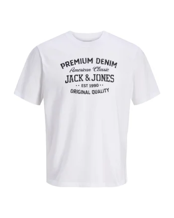 Jack & Jones Tricou baieti, la baza gatului, din bumbac, Regular fit, Alb (SELECTATI MARIMEA: 140 cm)