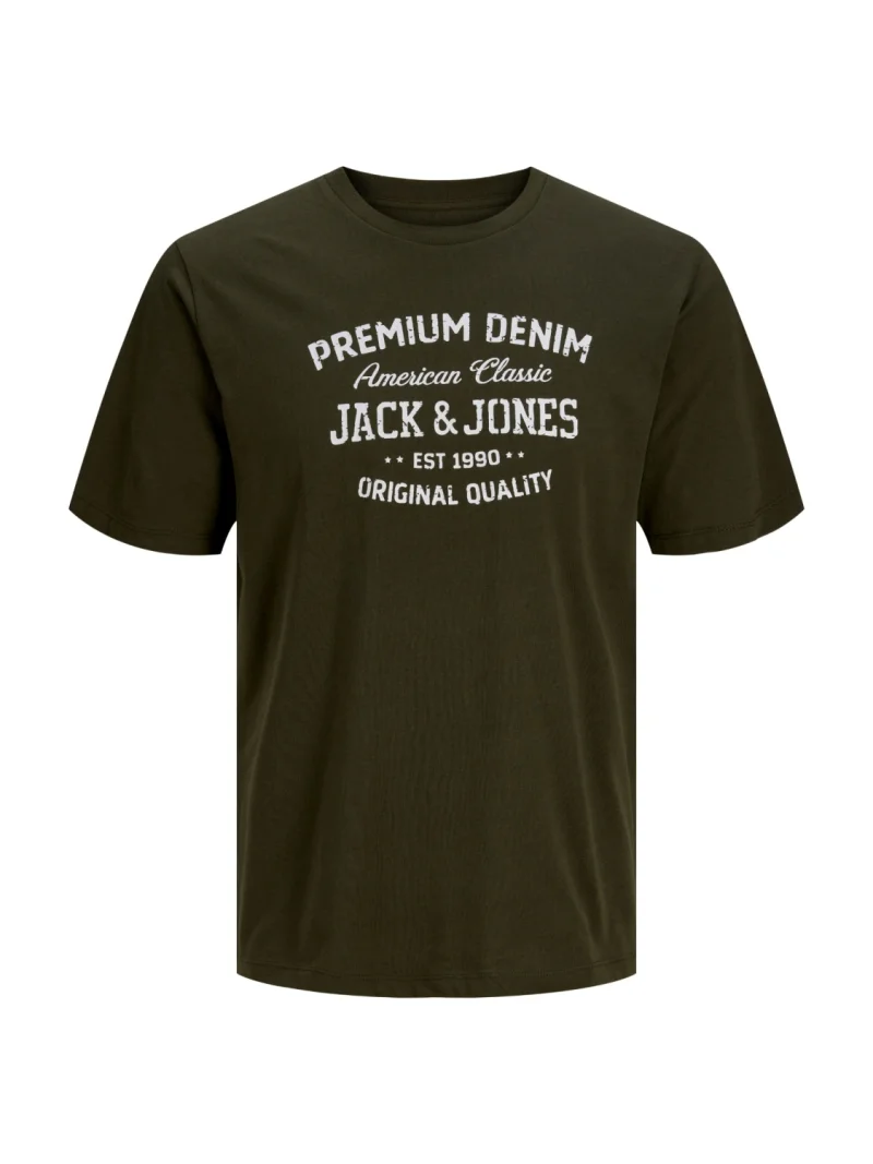 Jack & Jones Tricou baieti, la baza gatului, din bumbac, Regular fit, Verde inchis (SELECTATI MARIMEA: 152 cm)