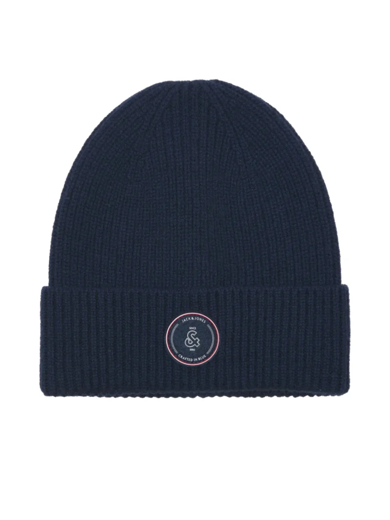 Jack & Jones Caciula barbati, din lana, cu logo, JACWINSTON, Bleumarin inchis (SELECTATI MARIMEA: Universala)