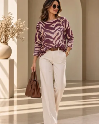 Bluza cu maneca fluture si imprimeu animal print zebra, bordo