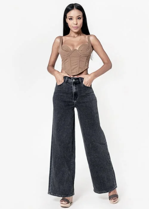 Blugi negri dama wide leg Nina Carter YY300-8 M10
