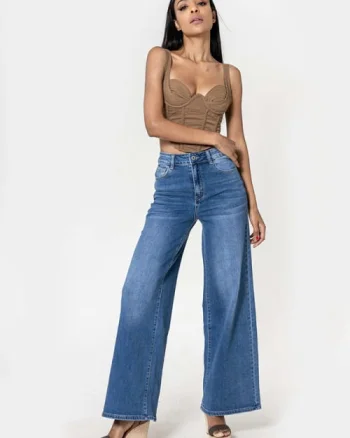 Blugi dama wide leg Nina Carter Albastru YY300-1 M10