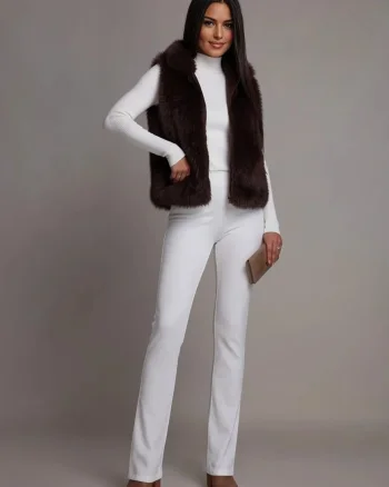 Vesta blana eco de dama maro teddybear cu gluga Bambi