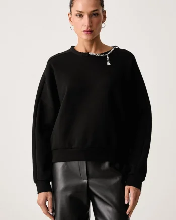 HUGO  hanorac oversized pentru femei cu bumbac Denrietta