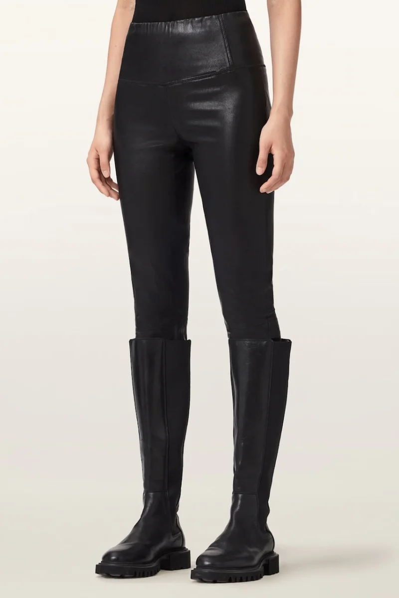 AllSaints  colanți pentru femei din piele CORA LEATHER