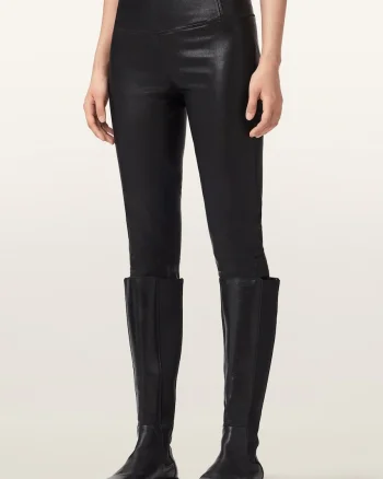 AllSaints  colanți pentru femei din piele CORA LEATHER