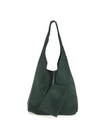 Geanta dama Monica GT3773, piele intoarsa, verde inchis