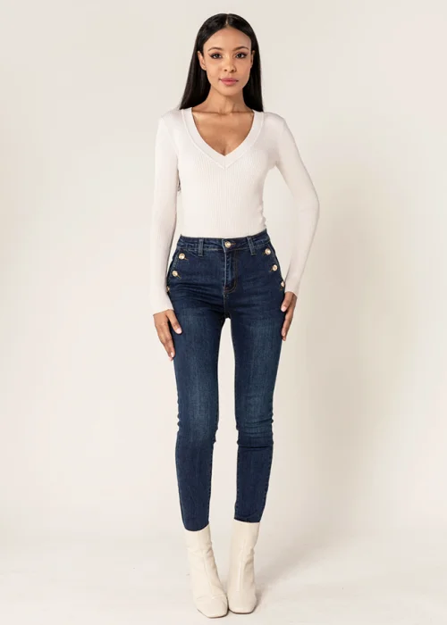 Blugi dama albastri inchis slim Nina Carter P217-2A M9