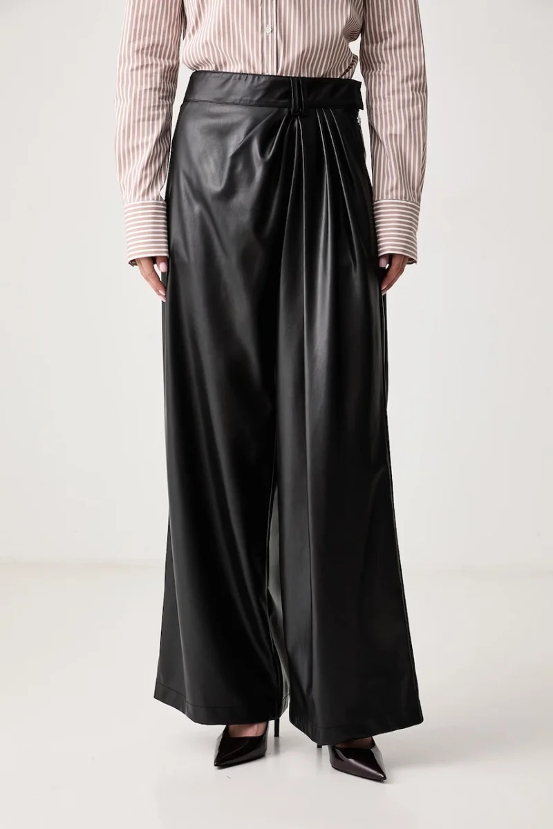 Aniye By  pantaloni wide leg pentru femei din imitație de piele Caly