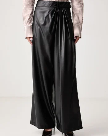 Aniye By  pantaloni wide leg pentru femei din imitație de piele Caly