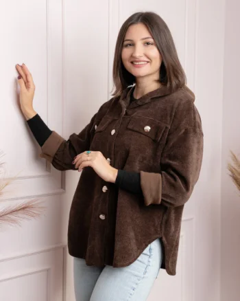Jacheta dama maro cu gluga si nasturi aurii Peggy