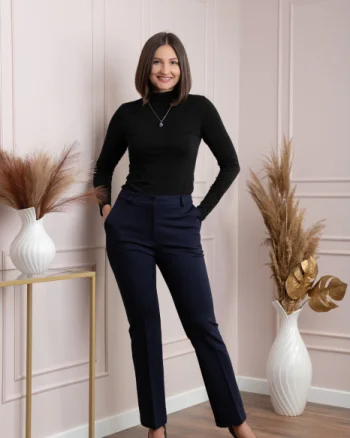 Pantaloni dama bleumarin cu croi drept Janine