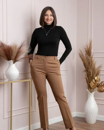 Pantaloni dama camel cu croi drept Janine