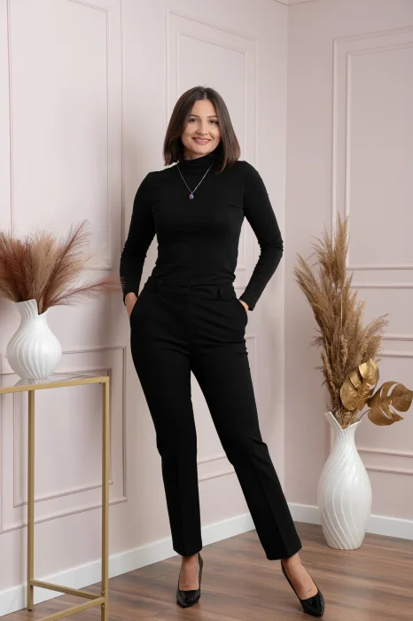 Pantaloni dama negri cu croi drept Janine