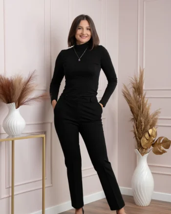 Pantaloni dama negri cu croi drept Janine