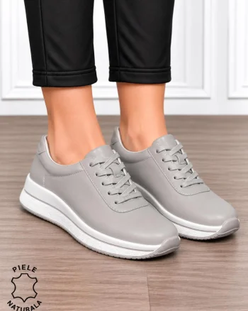 Pantofi casual din piele naturală pentru damă cu design versatil CRL1909 GRI