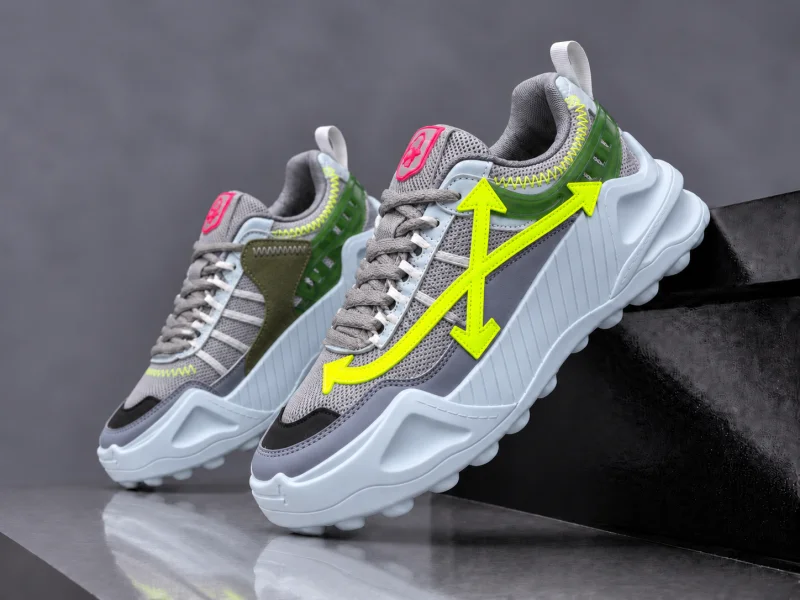 Adidasi barbati casual gri cu verde A1263