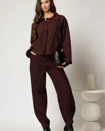 Compleu mov pruna casual format din jacheta si pantaloni