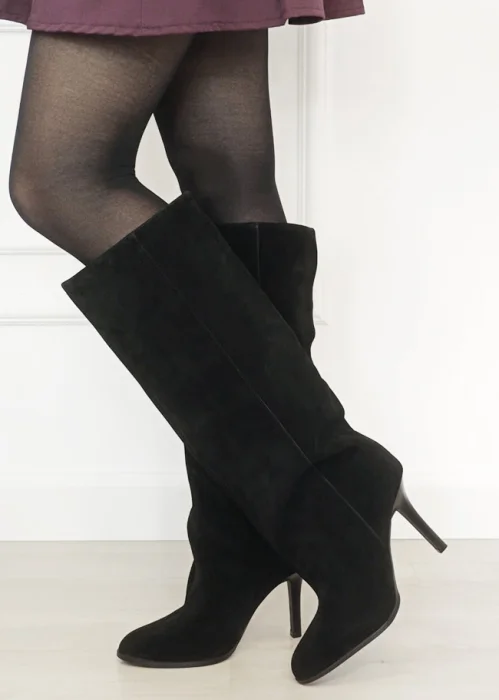Cizme lungi negre din piele naturala VP-3 111