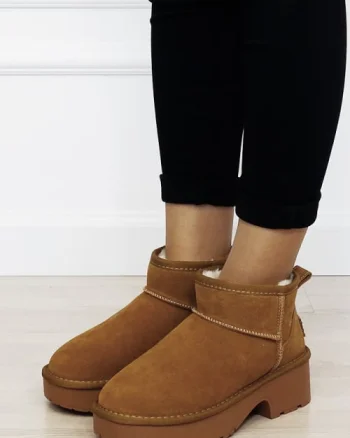 Ghete camel cu platforma din piele naturala JB1999 116