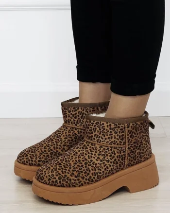 Ghete imblanite cu talpa groasa si imprimeu leopard LT33-49 113